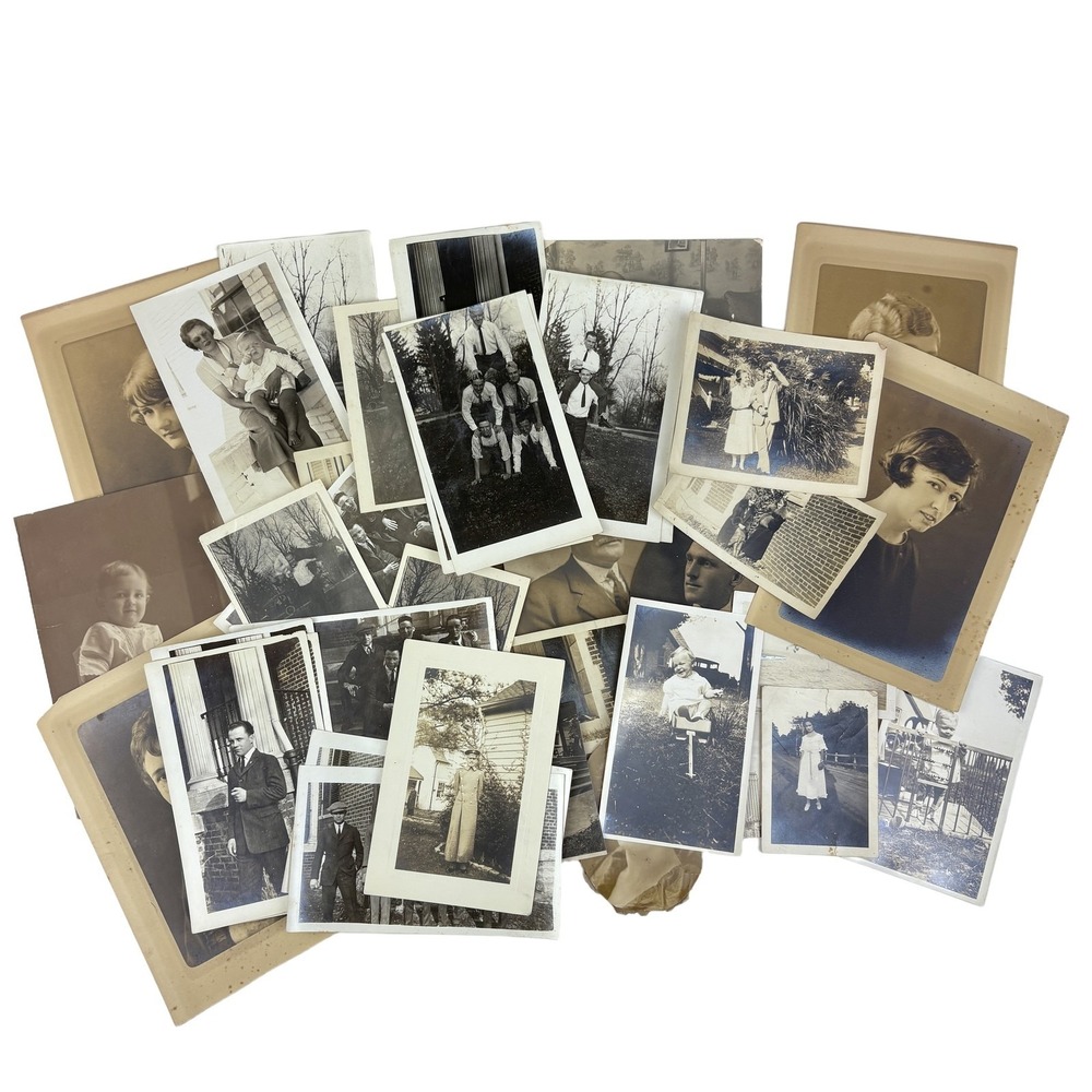 40 Antique 1910s-1930s Photographs Pre-WWII Americana College Family Babies Lot